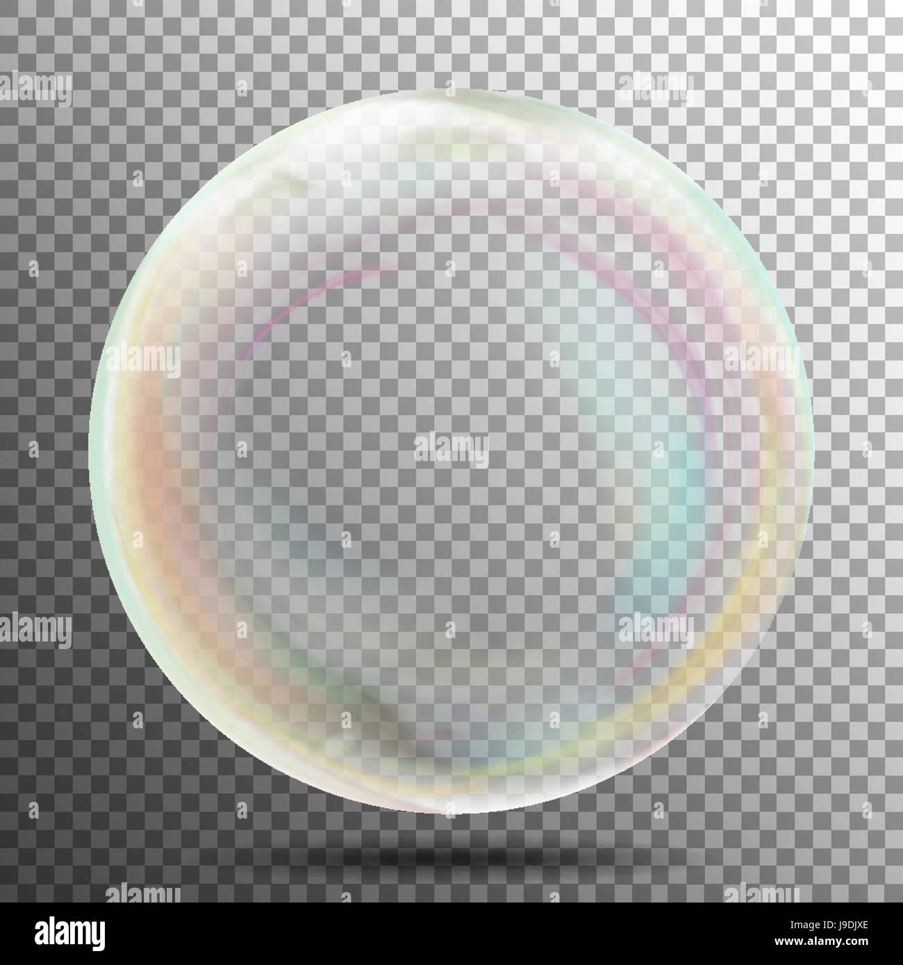 Air Bubble. Glow White Transparent Bubble With Light Transparent Shadow And Reflection, Shiny Sphere. Vector Illustration Stock Vector