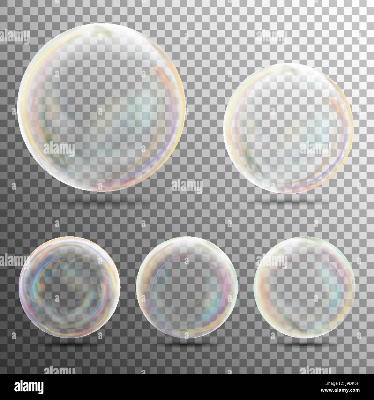 Realistic Soap Bubbles On Transparent Background. Vector Collection ...