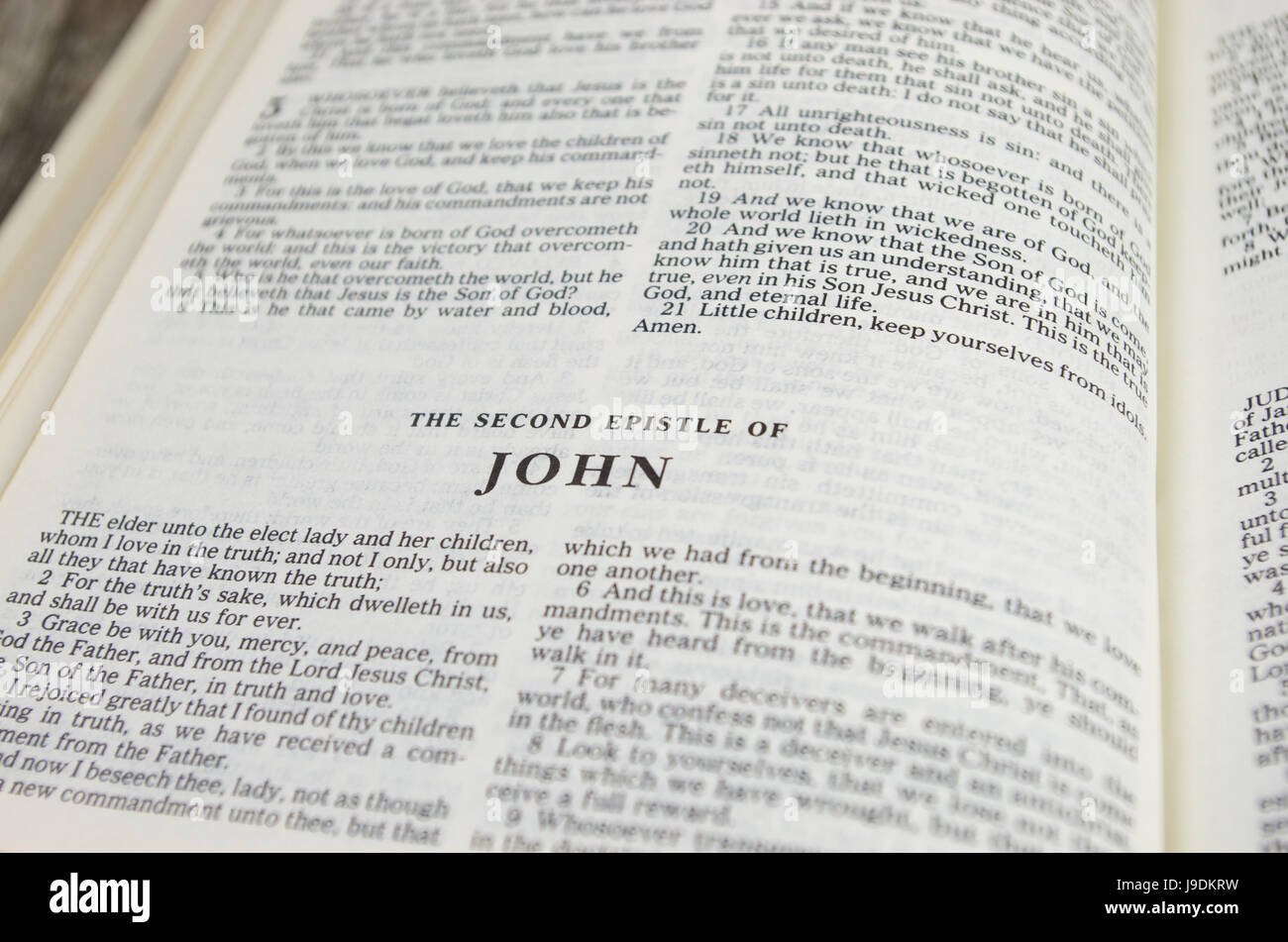 Title page for the book of 2 John in the Bible – King James Version Stock Photo