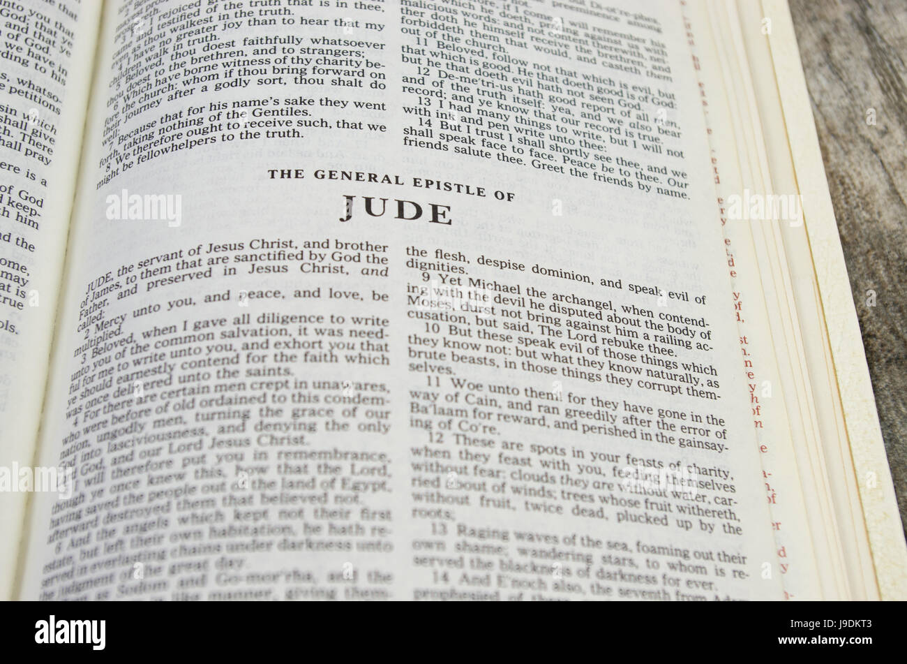 Title page for the book of Jude in the Bible – King James Version Stock Photo