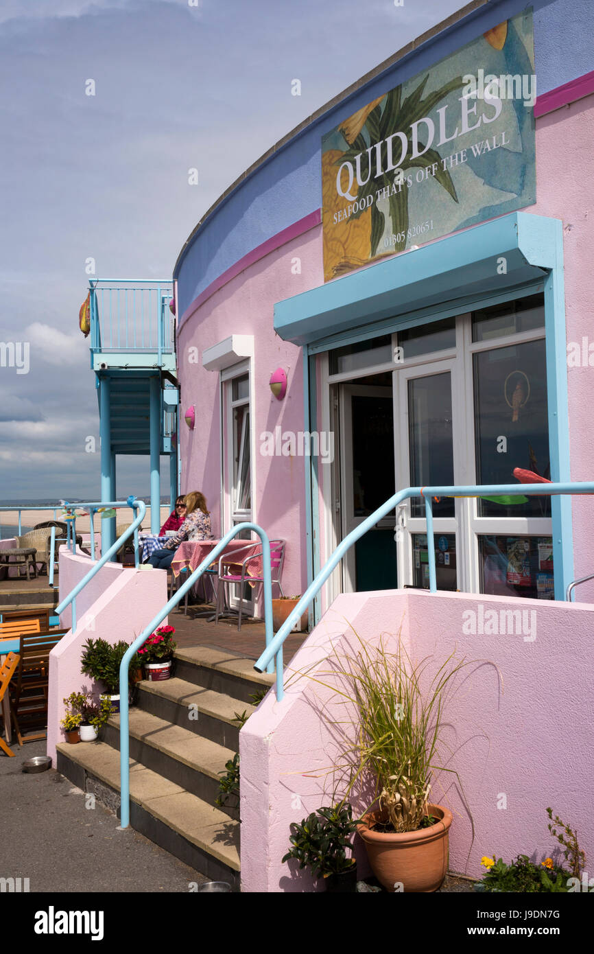 UK England, Dorset, Portland, Chiswell Cove, customers outside Quiddles
