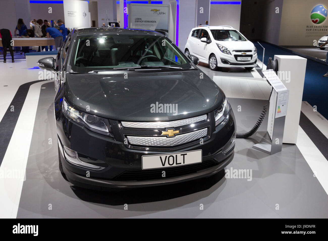 FRANKFURT, GERMANY - SEP 13: Chevrolet Volt electric car at IAA motor show on Sep 13, 2013 in Frankfurt. More than 1.000 exhibitors from 35 countries  Stock Photo