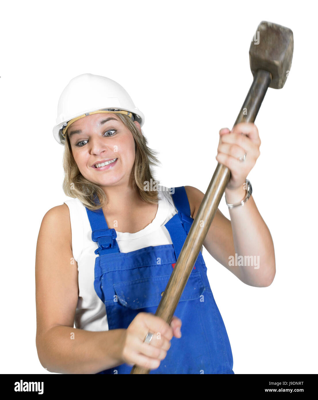 cute girl while hammering Stock Photo Alamy