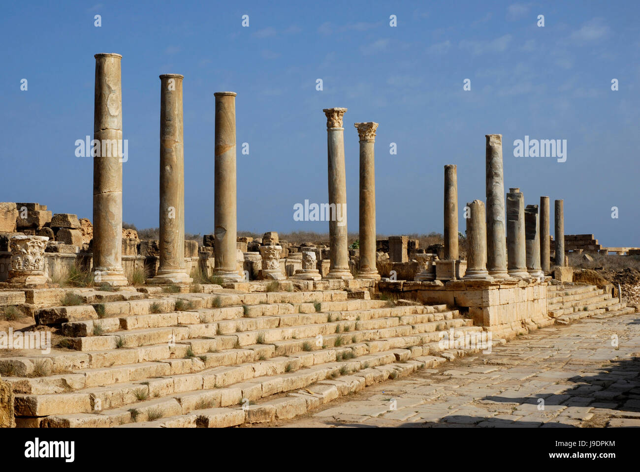 tourism, africa, libya, ruins, excavation, roman, archeology, blue ...