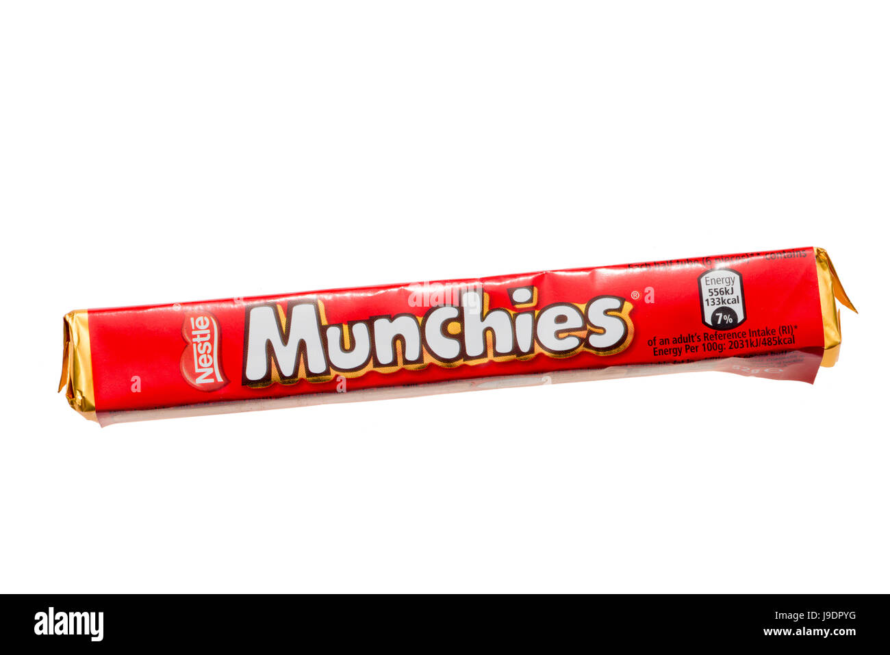 Munchies chocolate bar cut out or isolated on a white background. Stock Photo
