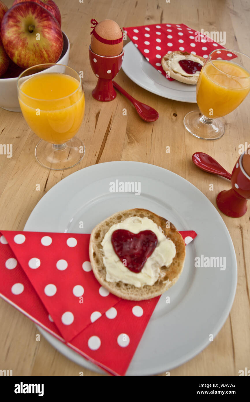 plate, orange juice, juice, jam, toast, love, in love, fell in love