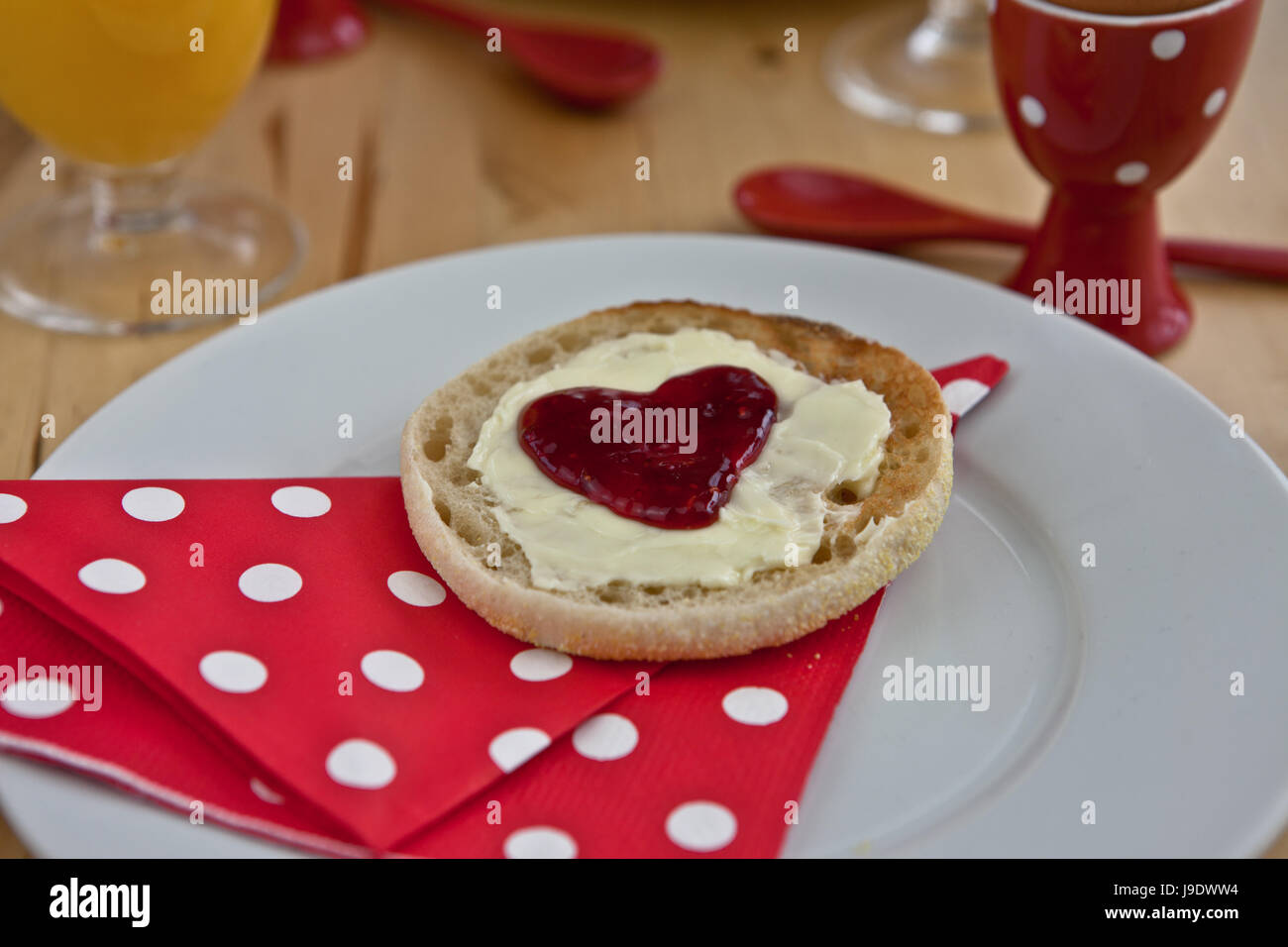 plate, orange juice, juice, jam, toast, love, in love, fell in love