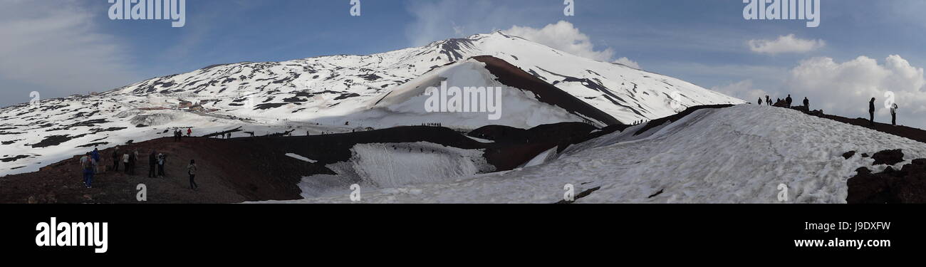panorama of silvestrikraters on etna,sicily Stock Photo