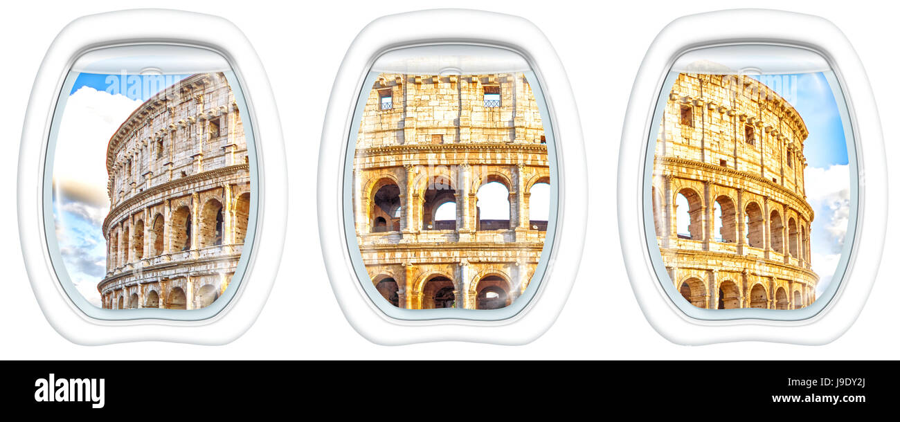 Porthole windows on Colosseo Stock Photo
