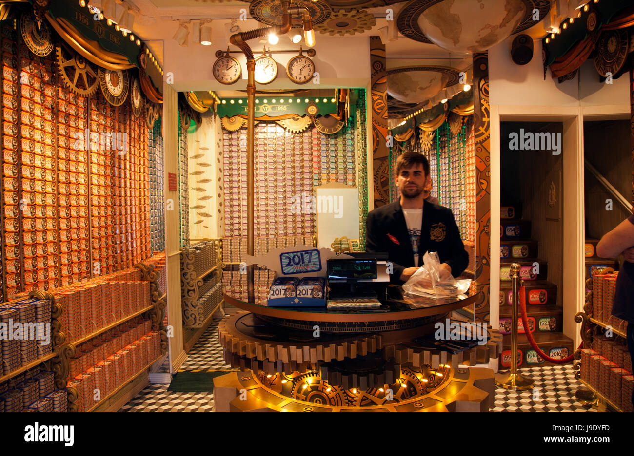 Casa Oriental, Shop Selling Novelty Sardine Cans in Porto - Portugal Stock Photo