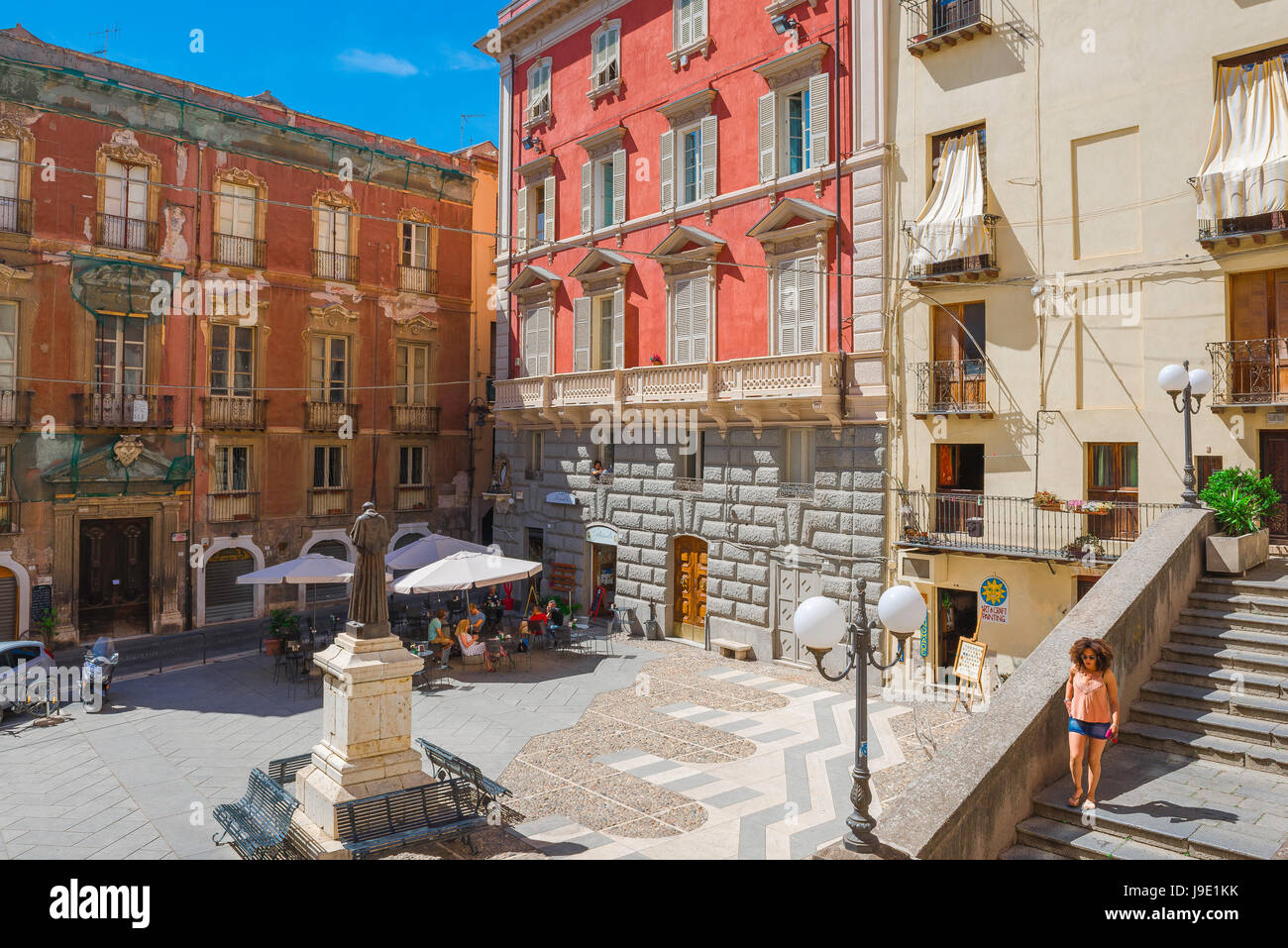 The Piazza Carlo Alberto in the Castello quarter of Cagliari, Sardinia. Stock Photo