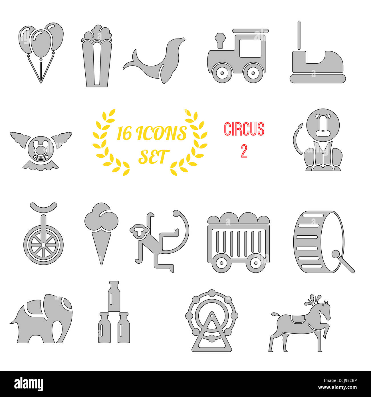 illustration of circus icon set on white background Stock Photo - Alamy