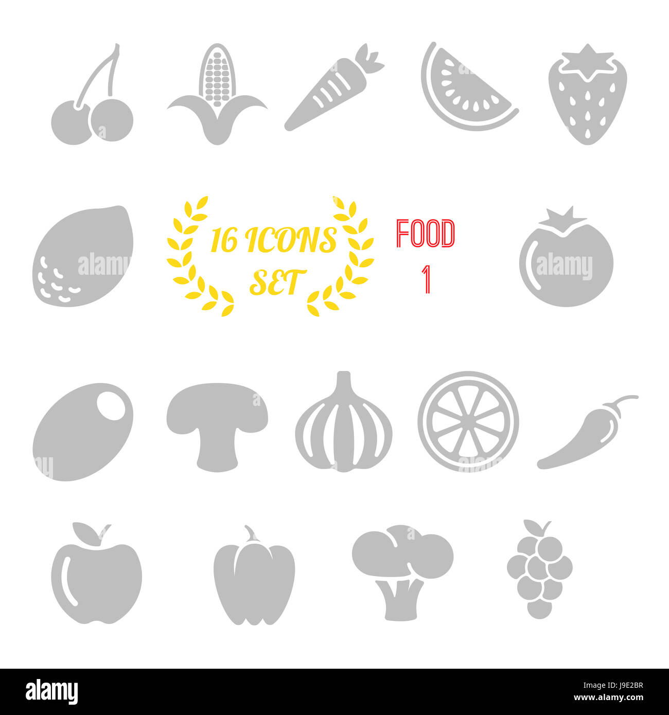 illustration of food icon set on white background Stock Photo - Alamy
