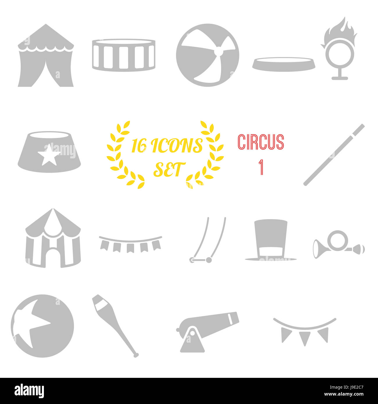 illustration of circus icon set on white background Stock Photo - Alamy