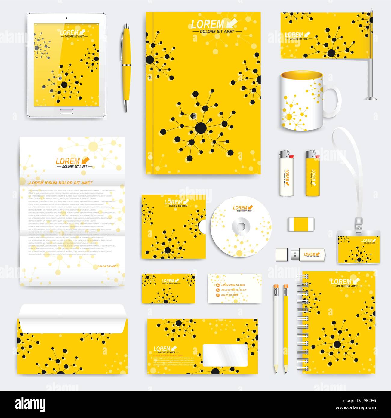 Download Yellow Set Of Vector Corporate Identity Template Modern Medical Stationery Mock Up Branding Design With Molecule Medicine Science Technology Concept Stock Vector Image Art Alamy