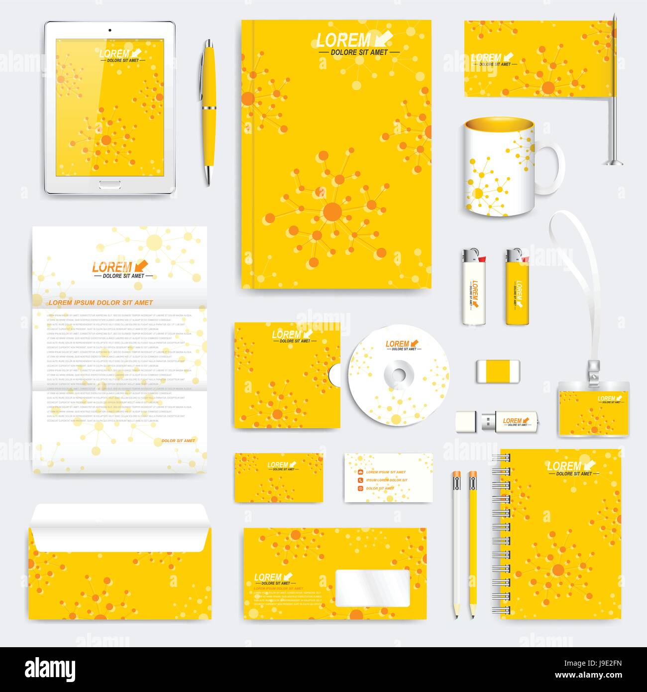 Download Yellow Set Of Vector Corporate Identity Template Modern Medical Stationery Mock Up Branding Design With Molecule Medicine Science Technology Concept Stock Vector Image Art Alamy
