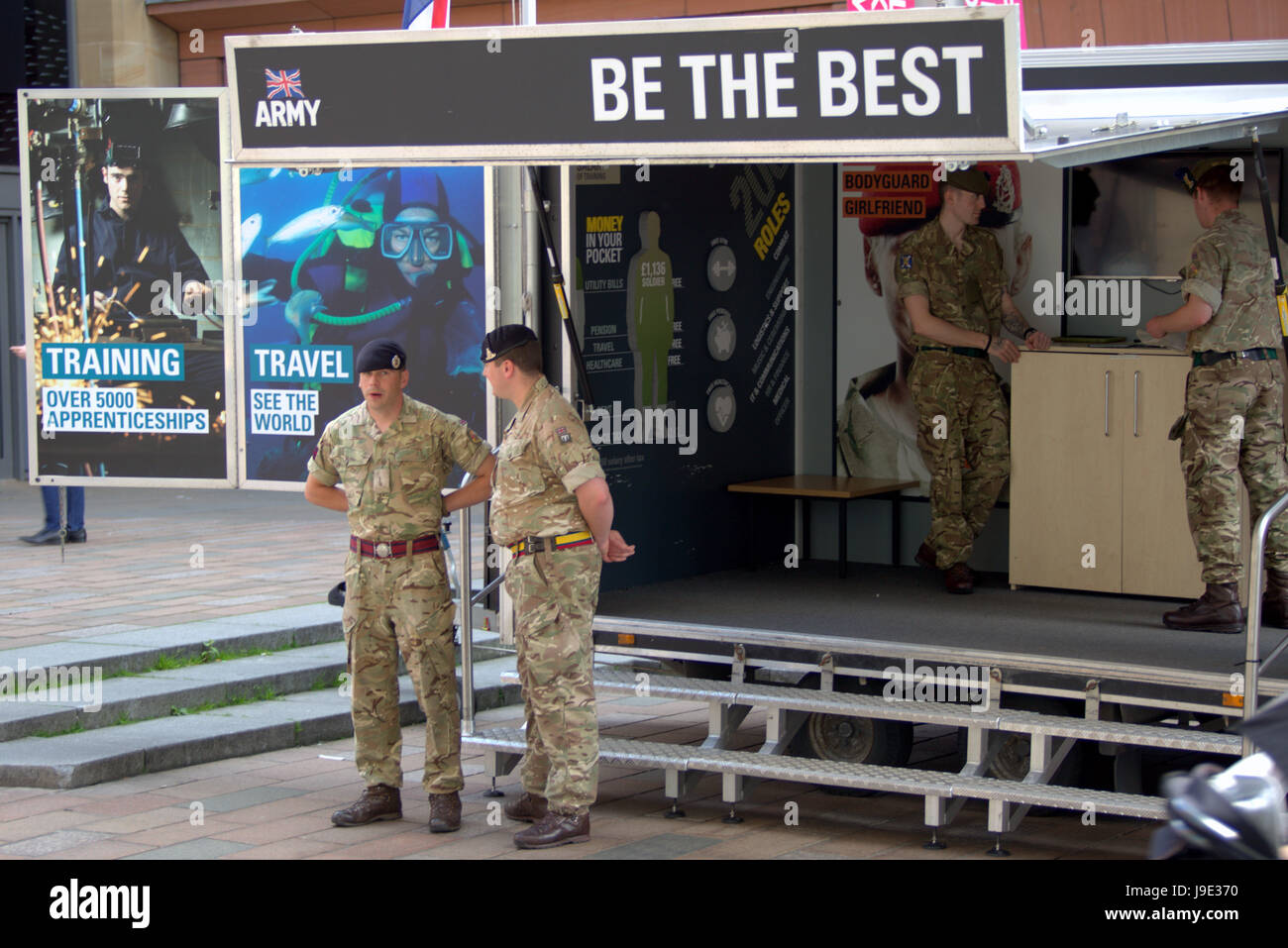 army recruitment town mobile stand be the best Stock Photo