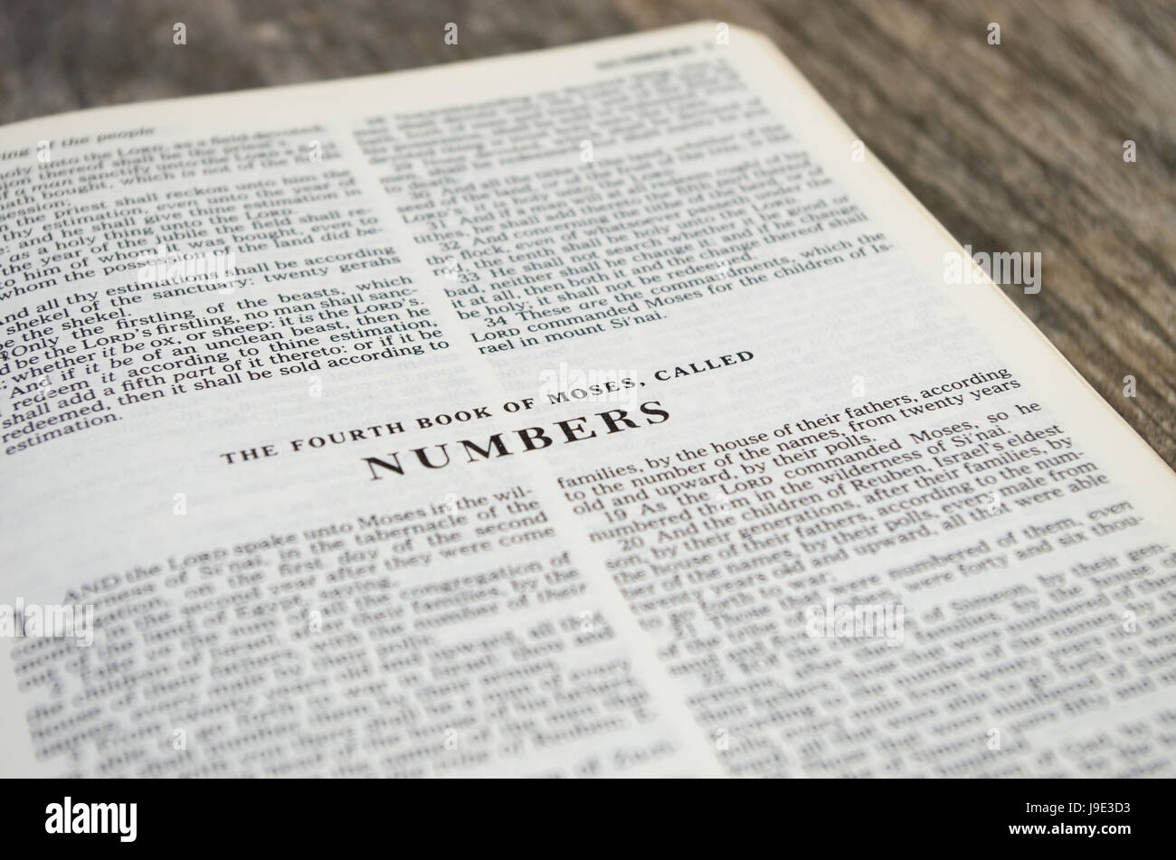 Title page for the book of Numbers in the Bible – King James Version Stock Photo