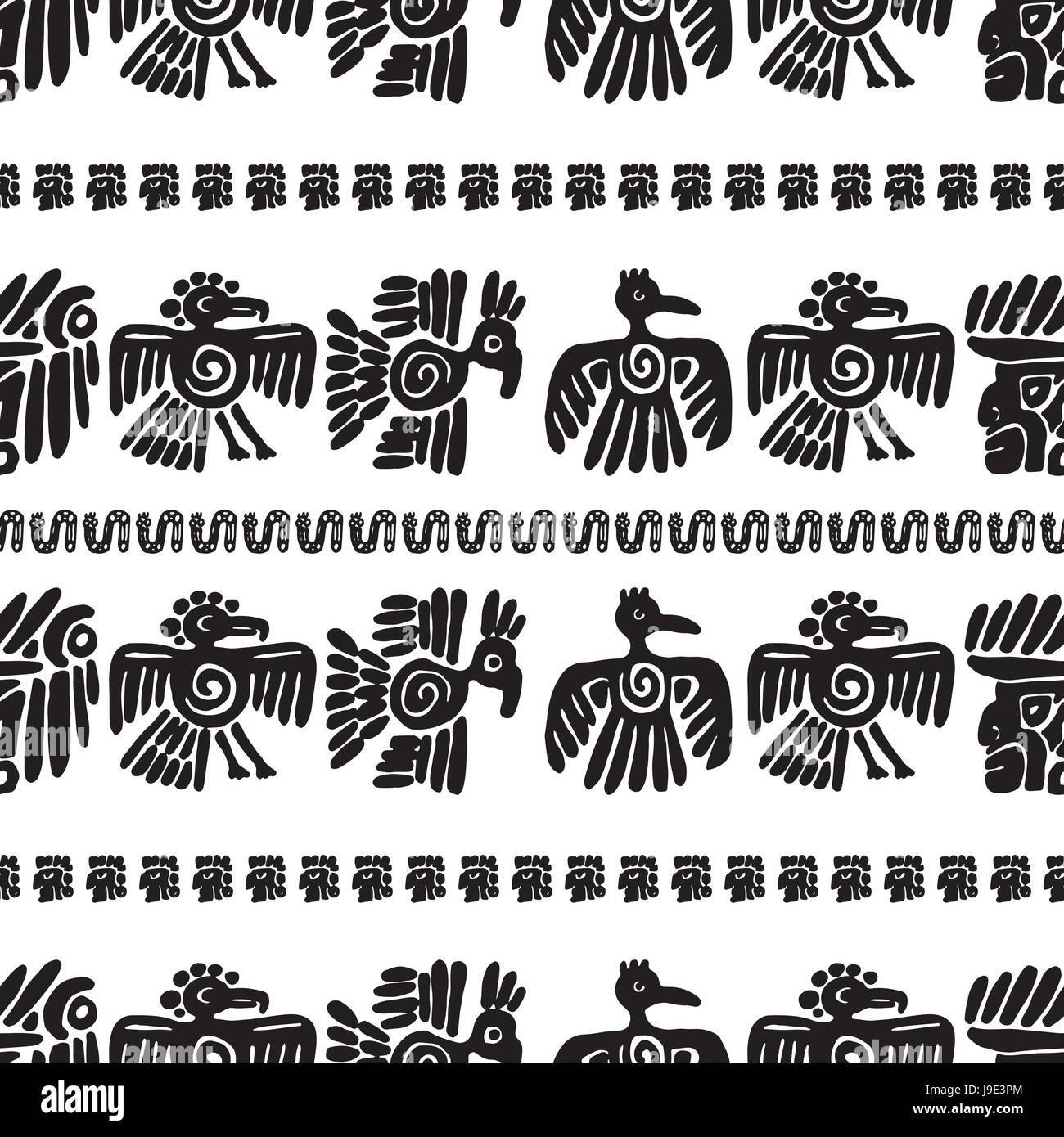 Seamless maya pattern. Black and white ethnic elements Stock Vector ...
