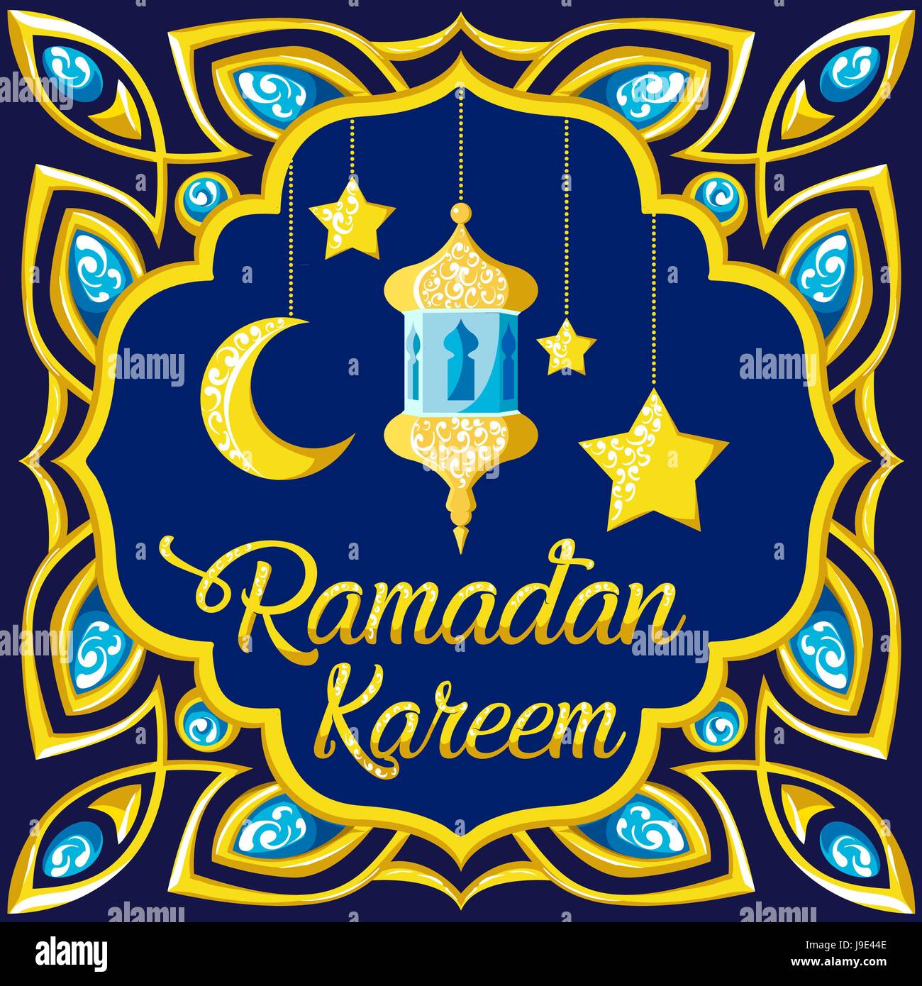 traditional ramadan kareem month celebration greeting card design, holy muslim culture, islamic religion mubarak eid background, islam holiday ramazan vector illustration Stock Vector