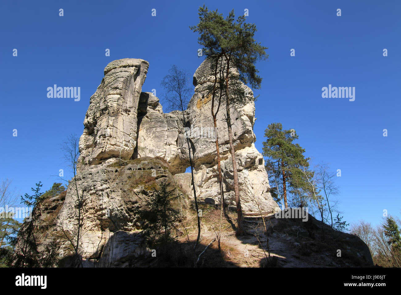 Rock formations in the Bohemian Paradise Geopark. Hruboskalsko is a nature reserve in the protected landscape area Czech paradise Stock Photo