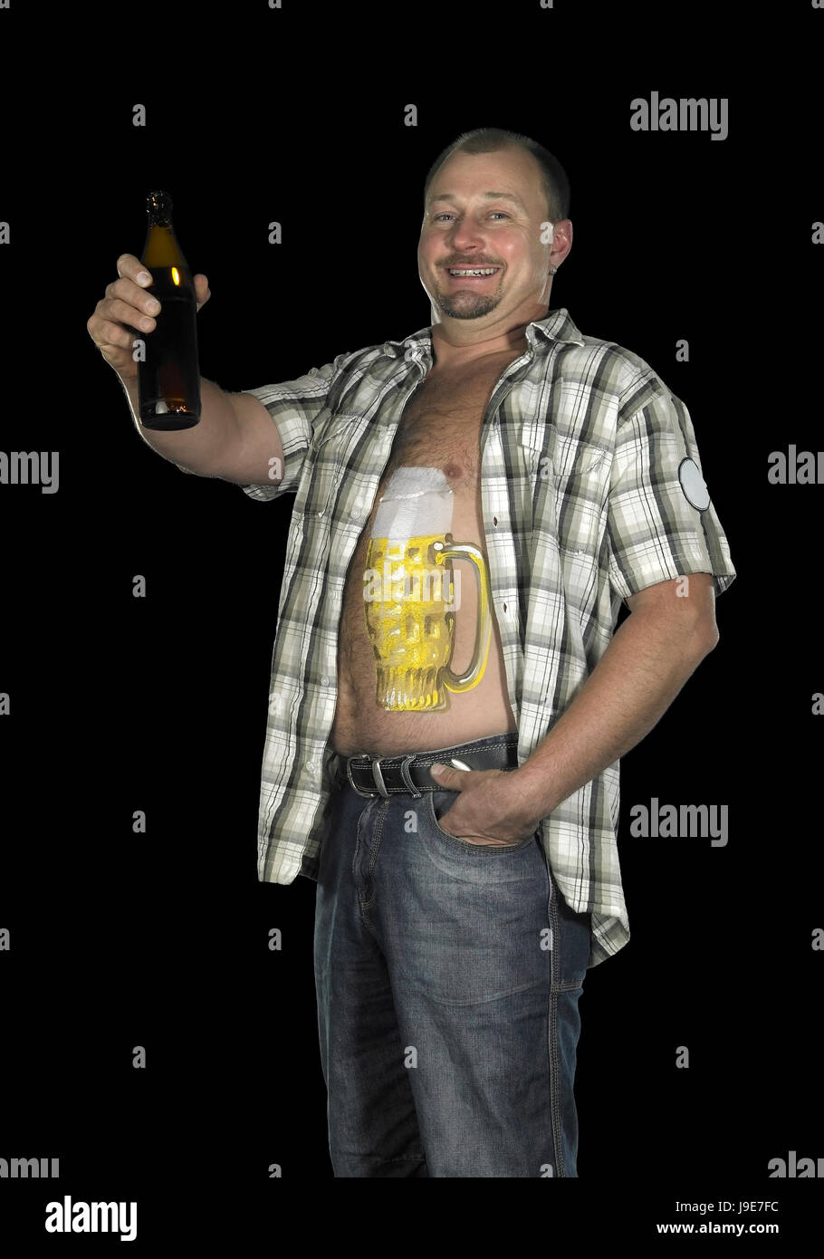 drink, drinking, bibs, beer, belly, tummy, beer belly, thick, wide, fat, man, Stock Photo