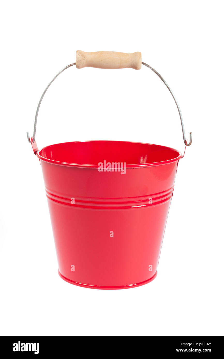 Small bucket with handle made of metal isolated on white background Stock  Photo - Alamy