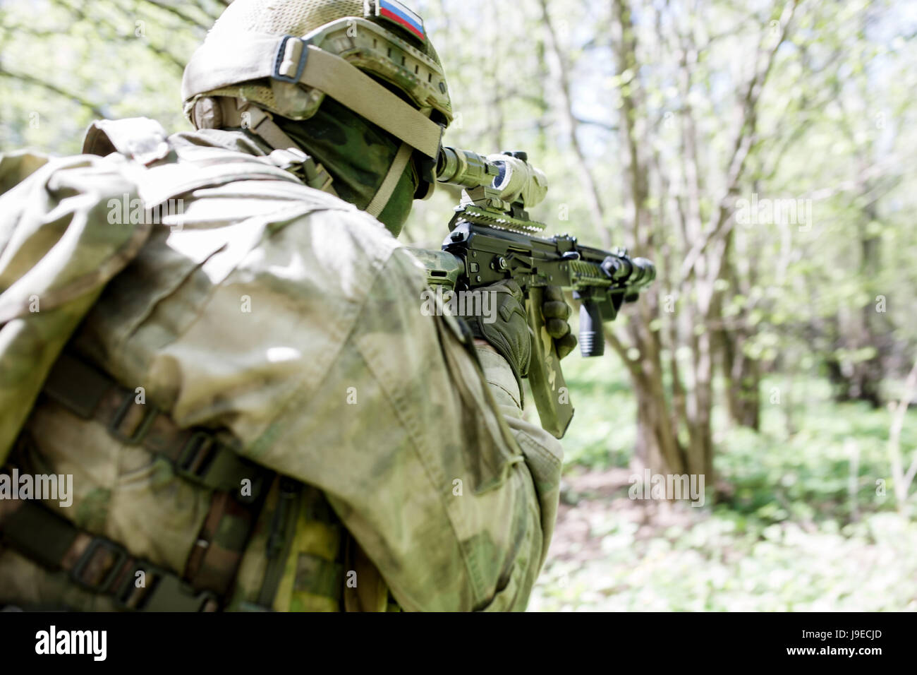 Image from back of soldier Stock Photo