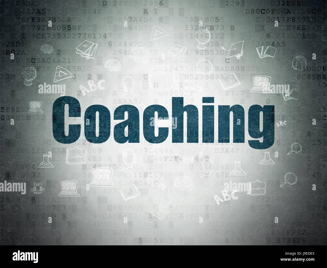 Studying concept: Coaching on Digital Data Paper background Stock Photo ...