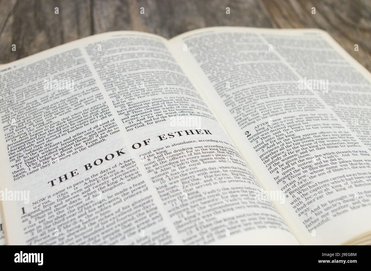 Title page for the book of Esther in the Bible – King James Version Stock Photo