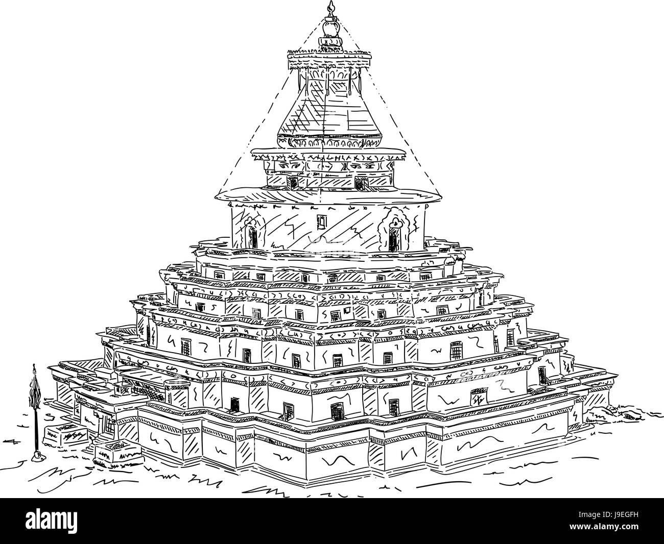 isolated, colour, illustration, paint, draw, cartoon, house, building,  tower Stock Photo - Alamy