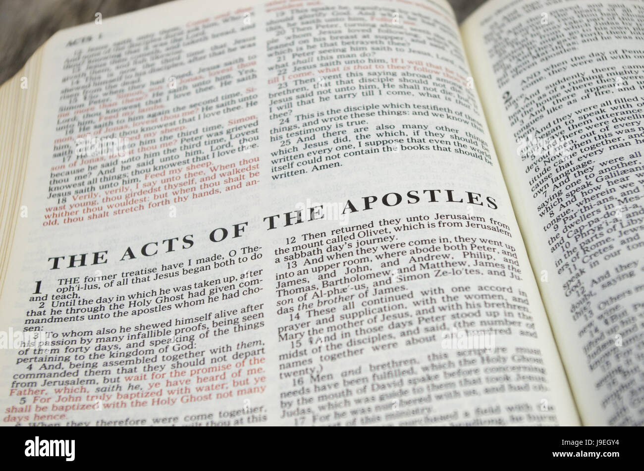Title page for the book of Acts in the Bible – King James Version Stock Photo