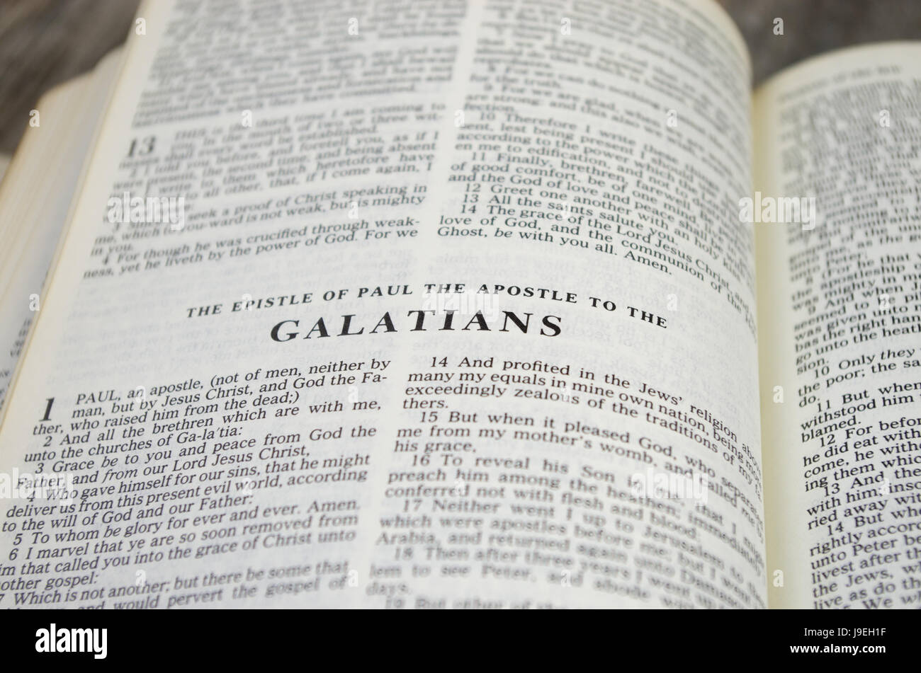 Title page for the book of Galatians in the Bible – King James Version Stock Photo