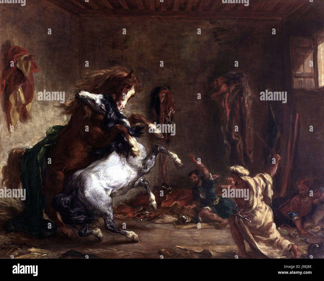 Eugène Delacroix Arab horses fighting in a stable Louvre museum 1860