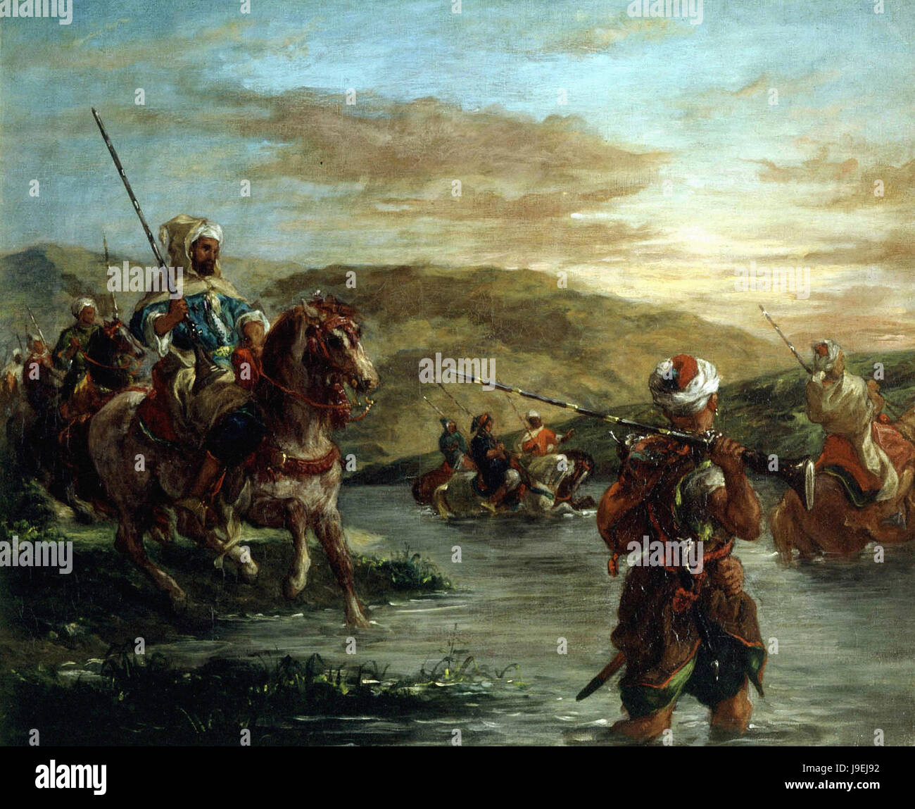 Eugène Delacroix -  Fording a river in Morocco 1858 Paris  Musée d'Orsay Stock Photo