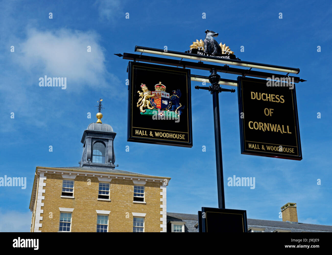 Sign for the Duchess of Cornwall pub, Poundbury, Dorset, England UK