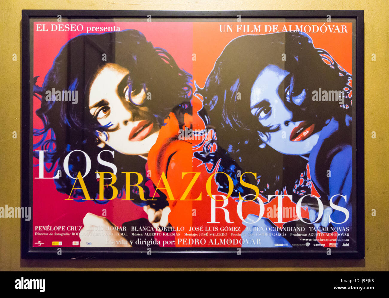 Penelope cruz on a poster of 'Abrazos Rotos' (Broken Embraces) 2009 film by Pedro Almodovar Stock Photo