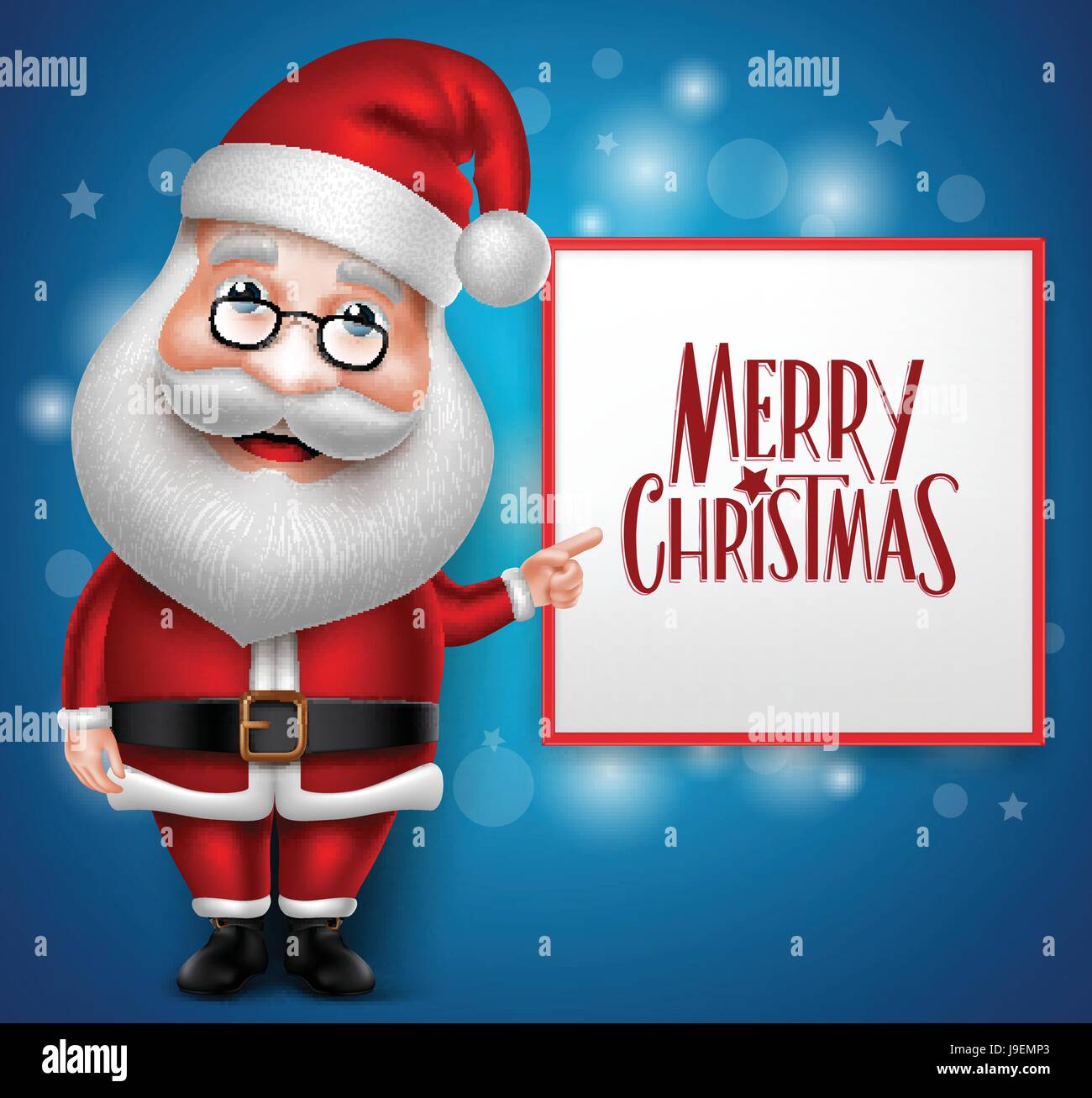 Vector Santa Claus Cartoon Character Showing Merry Christmas Written in ...