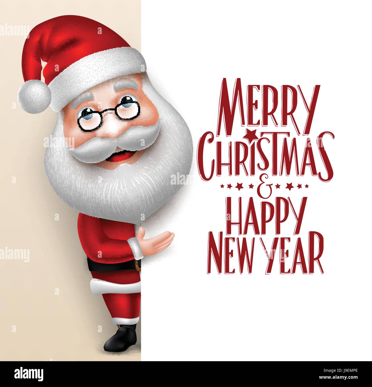 Vector Santa Claus Cartoon Character Showing Merry Christmas Tittle ...