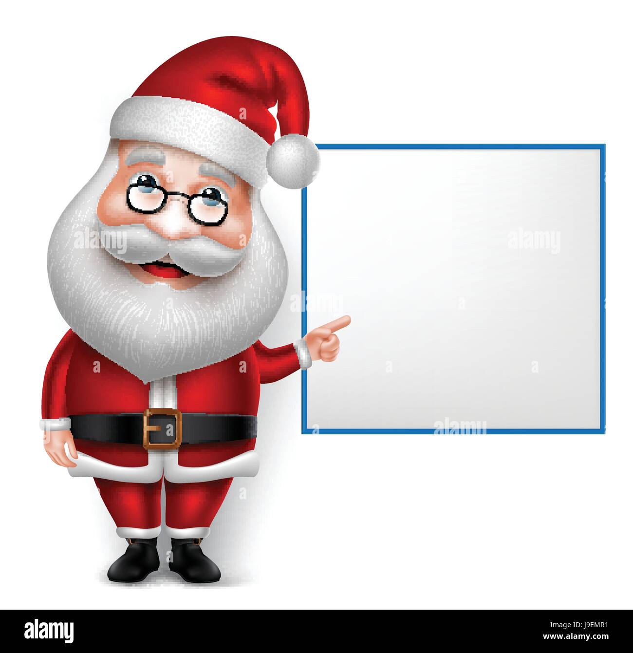Vector Santa Claus Cartoon Character for Christmas Holding Blank Board ...