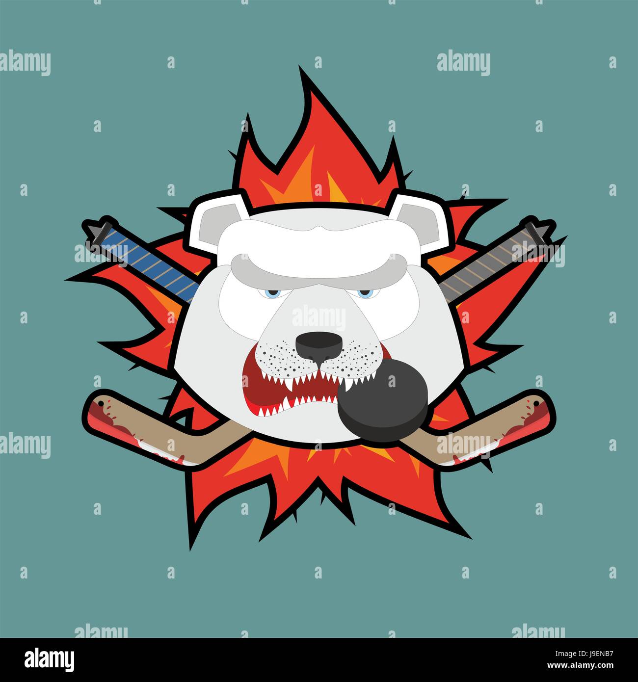 Bear Hockey Logo. Vector illustration Stock Vector