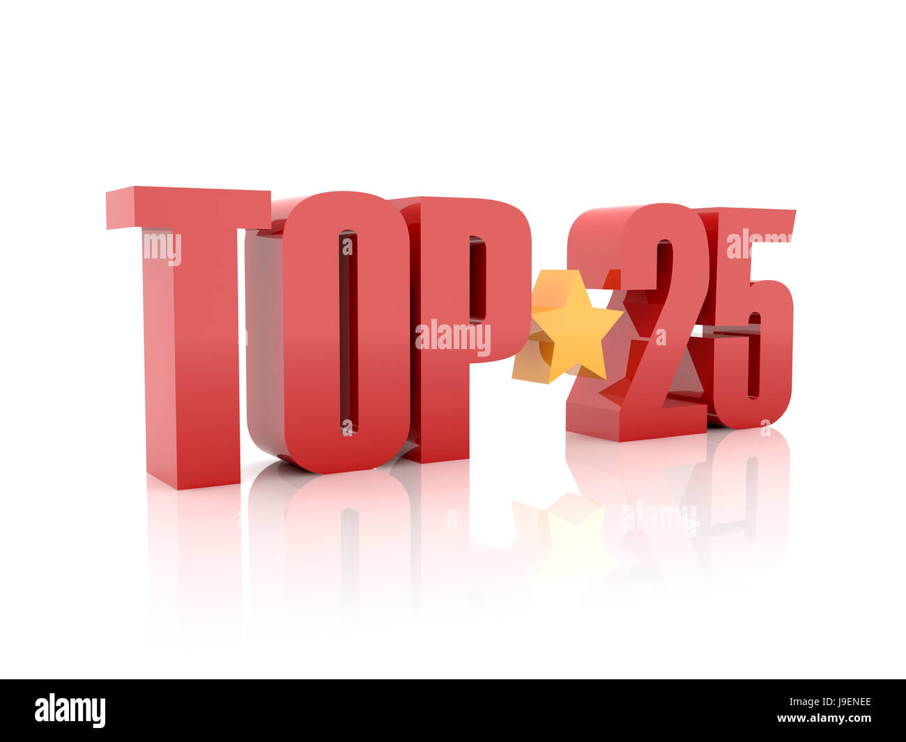 Top twenty-five red word isolated on white background. 3D illustration Stock Photo - Alamy