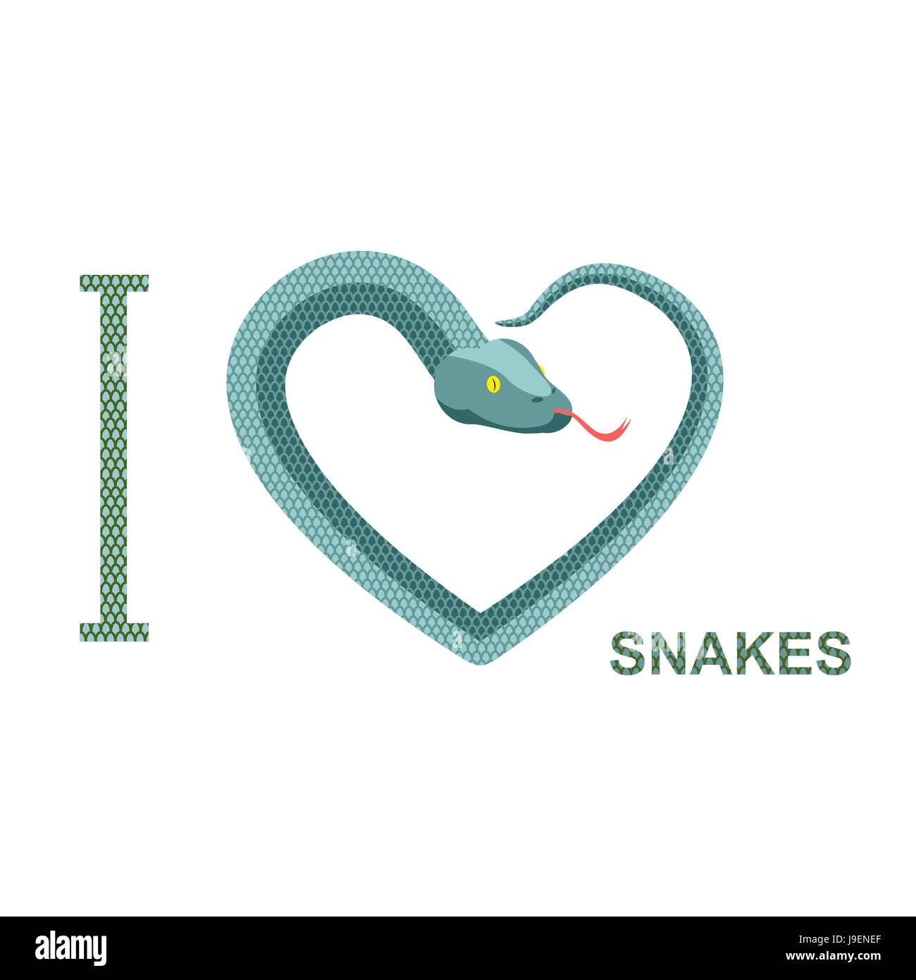 I love snakes. Symbol of heart of snake. Python curled up. Vector ...