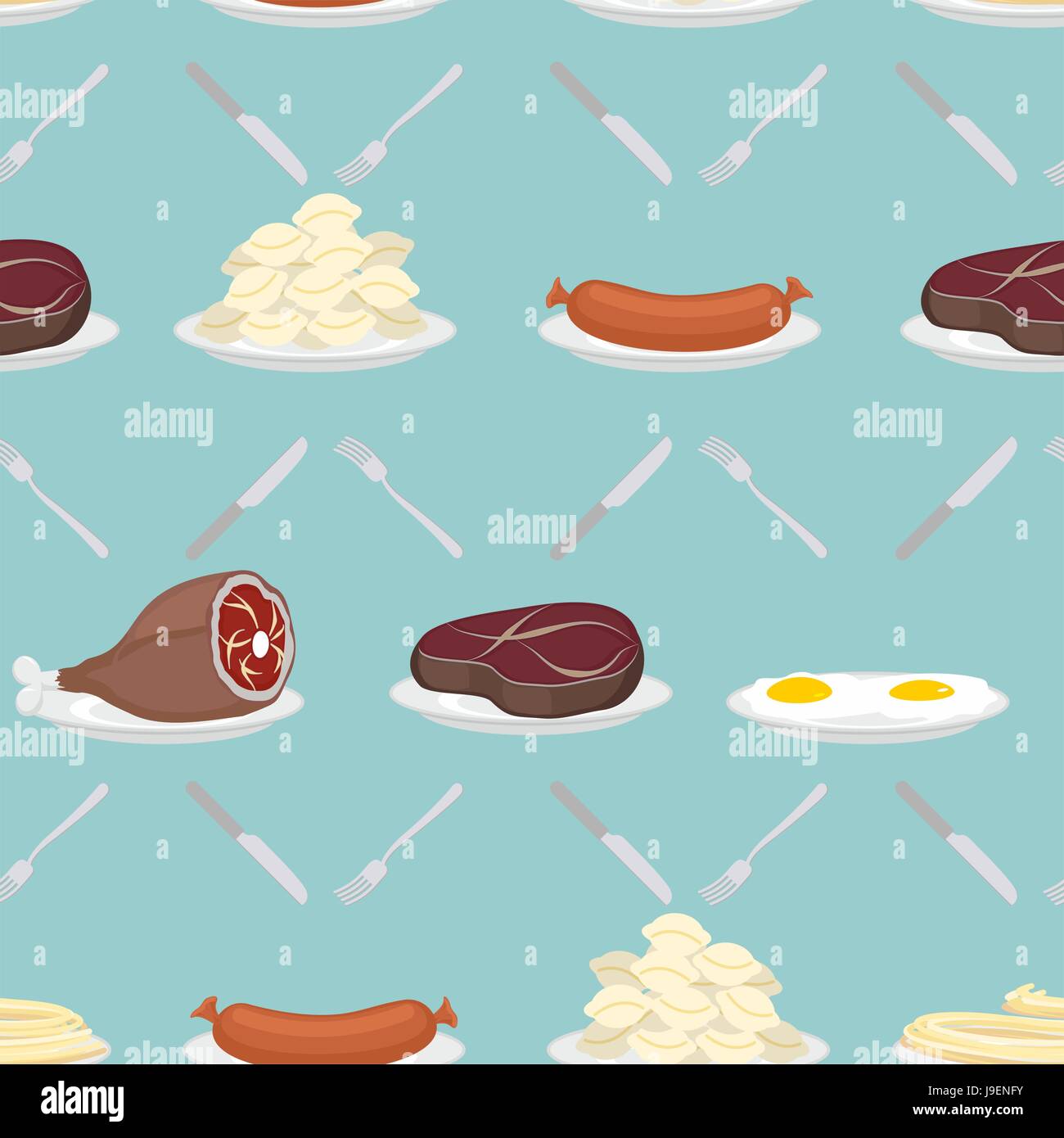 Food Clipart-butcher holding knife with meats hanging in background clipart