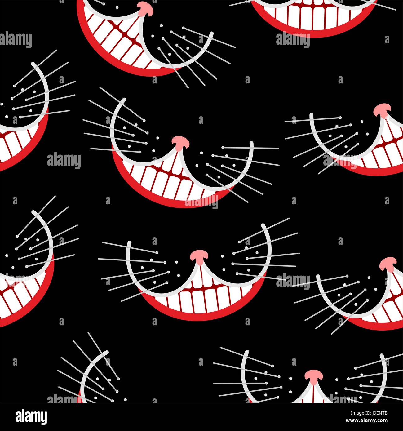 Cheshire cat Smile  seamless pattern. Vector background. Stock Vector