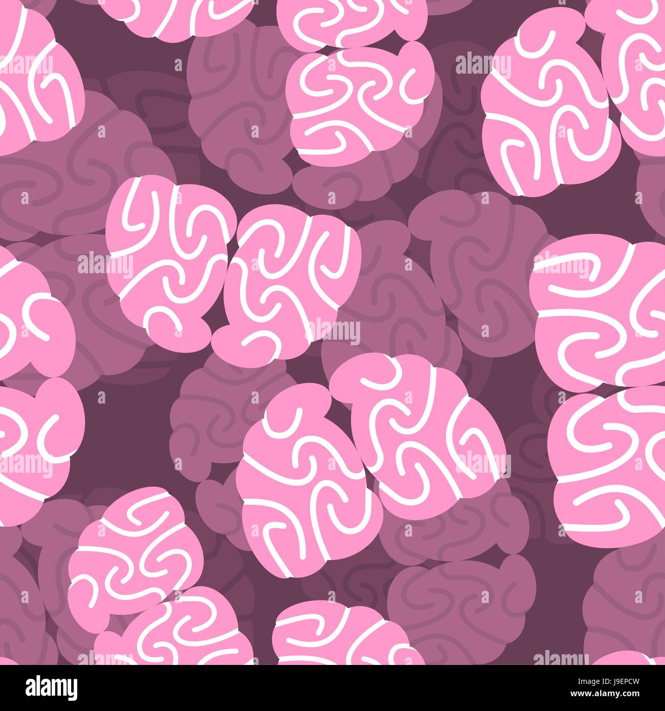Brain 3d background. Human Brain seamless pattern. Frisky brain tester. Human brains is repeating ornament. Stock Vector
