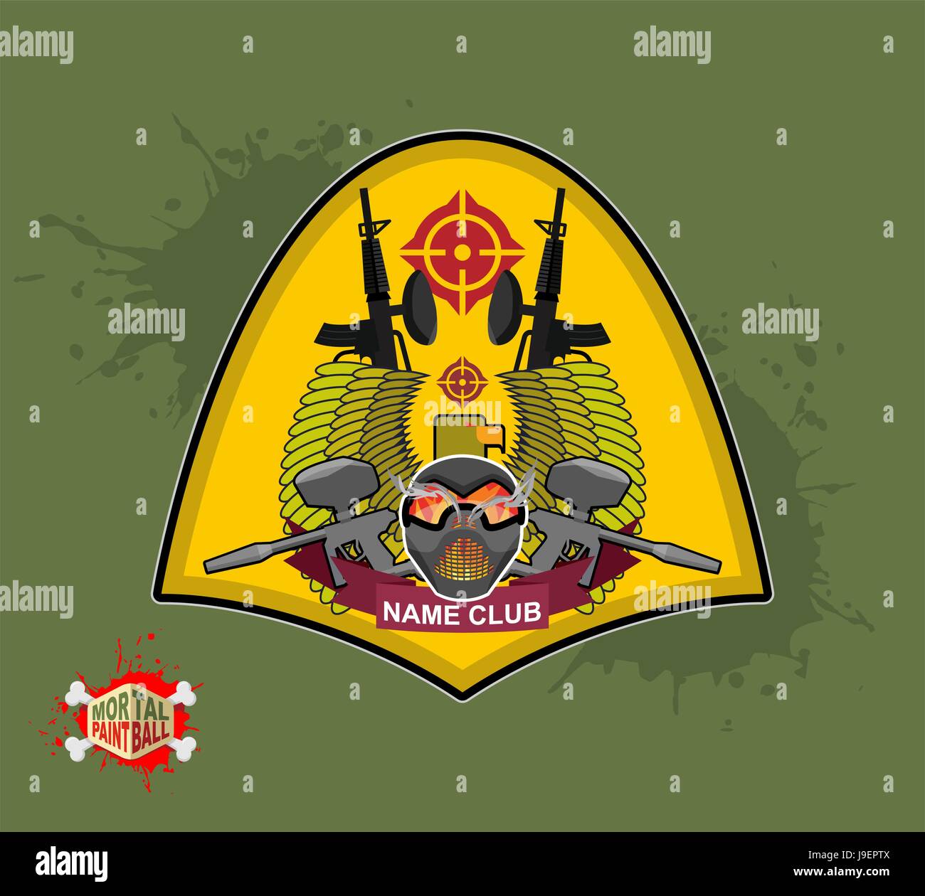 Paintball logo. shield with wings. Emblem Mortal paintbal Stock Vector