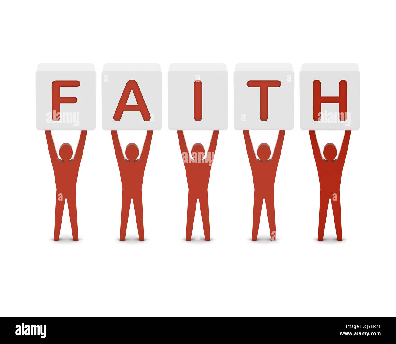 Men holding the word faith. Concept 3D illustration Stock Photo Alamy