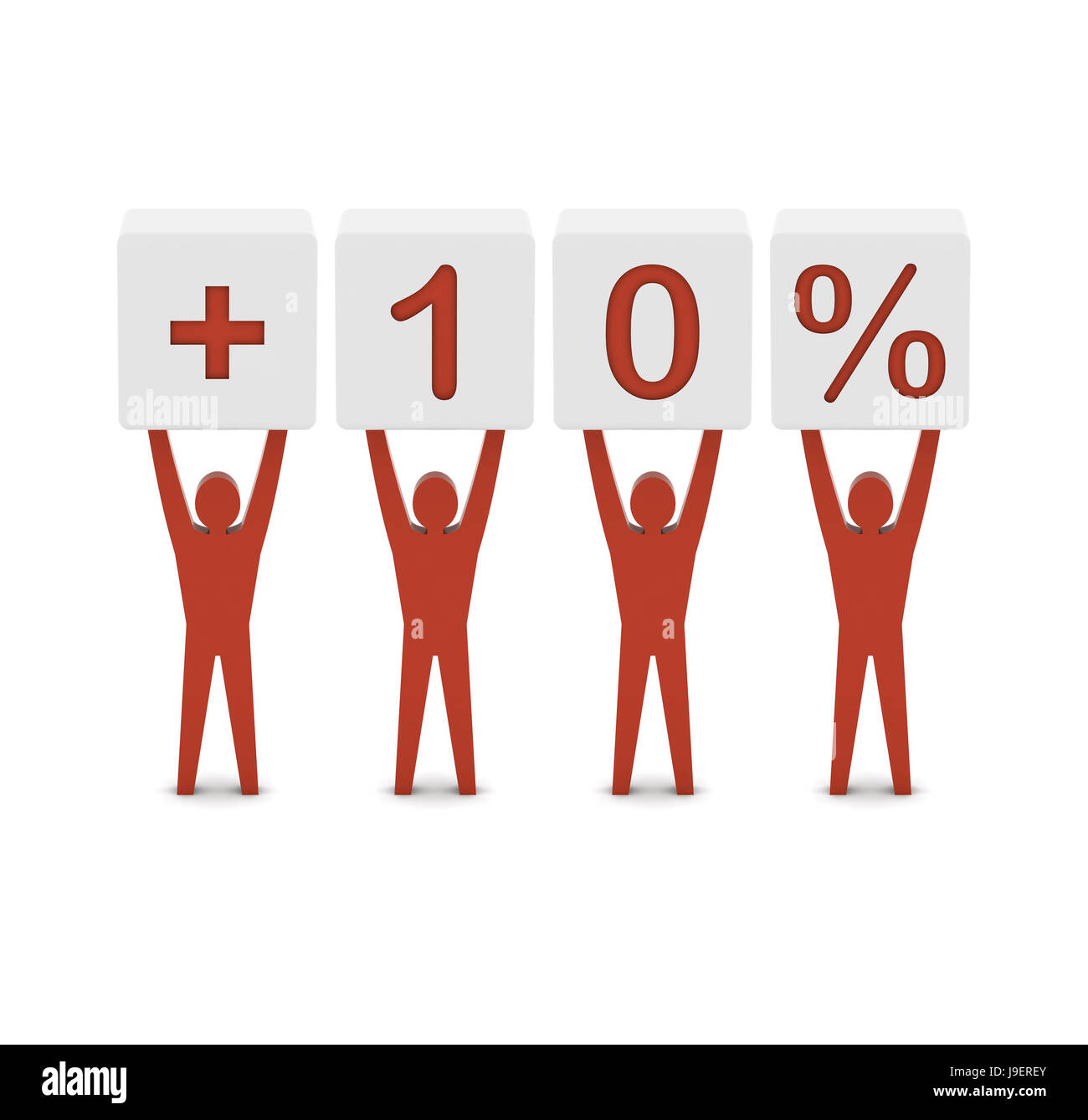 Men holding plus 10 percent. Concept 3D illustration Stock Photo Alamy