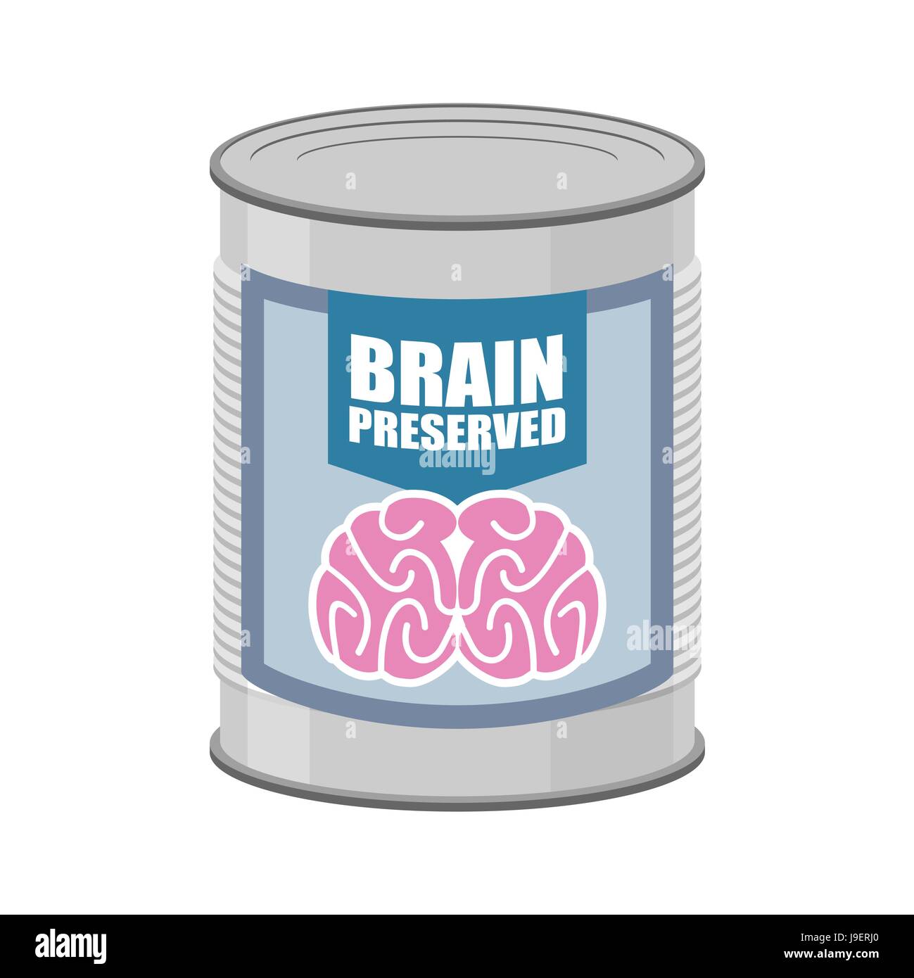 Canned brains. Tin with brain. Vector illustration food for mind Stock Vector